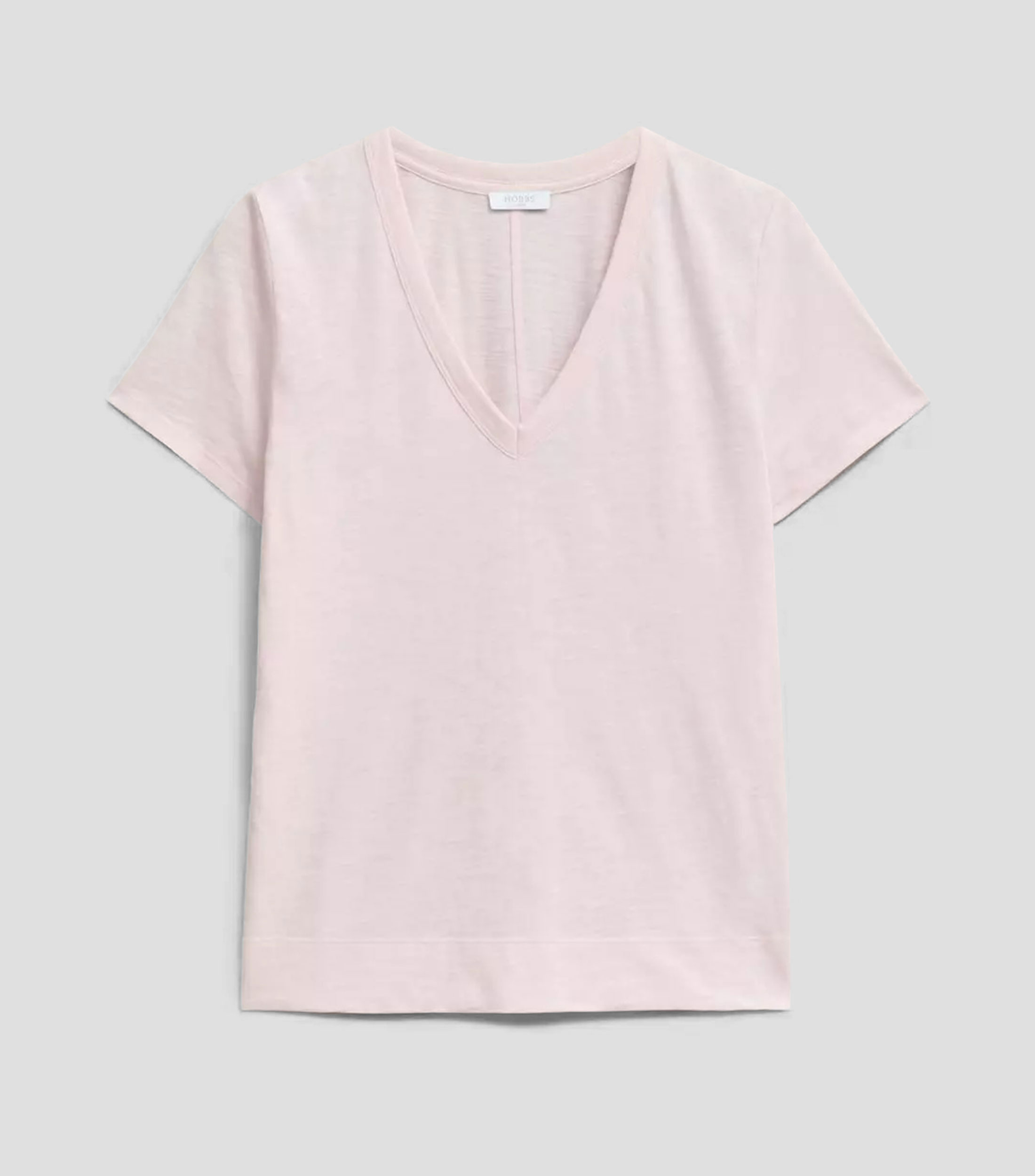 Playera cuello V manga corta jaspeada Mujer